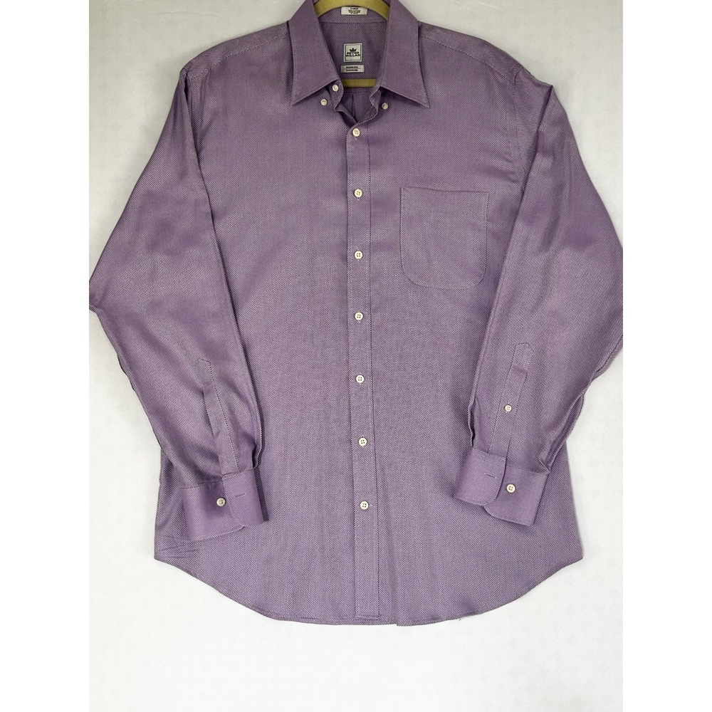 Peter Millar Nanoluxe Easy Care Purple Micro Check Shirt Mens Large Button Down